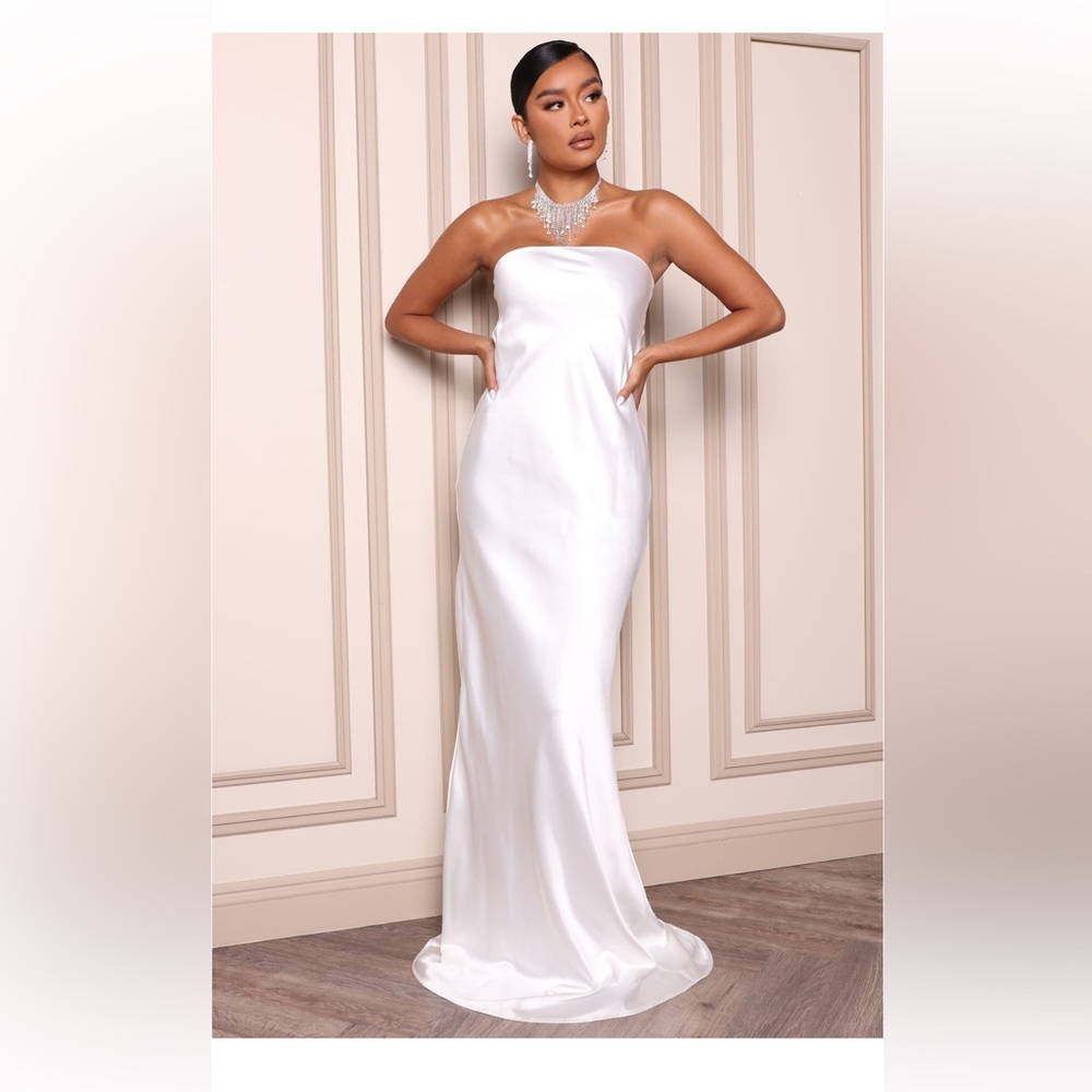 White satin gown
